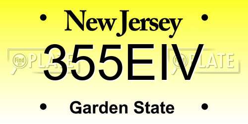 355EIV New Jersey License Plate