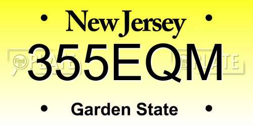 355EQM New Jersey License Plate