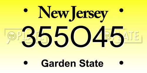 355O45 New Jersey License Plate