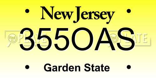 355OAS New Jersey License Plate