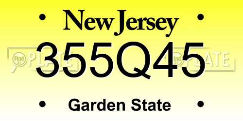 355Q45 New Jersey License Plate