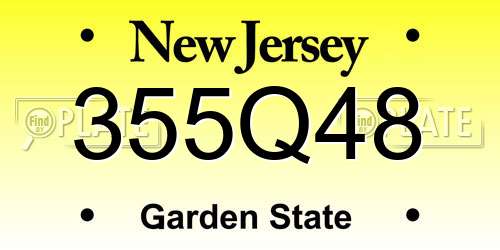 355Q48 New Jersey License Plate