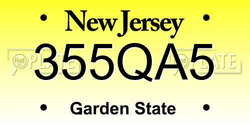 355QA5 New Jersey License Plate