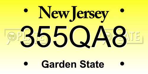 355QA8 New Jersey License Plate