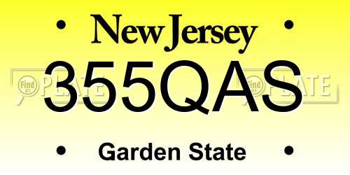355QAS New Jersey License Plate