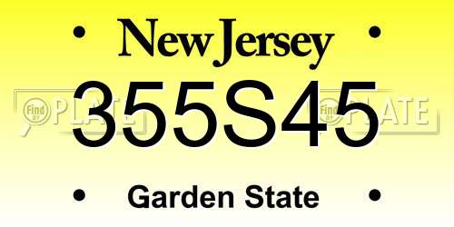 355S45 New Jersey License Plate