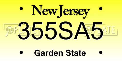 355SA5 New Jersey License Plate