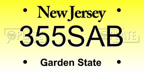 355SAB New Jersey License Plate