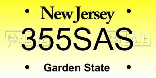 355SAS New Jersey License Plate