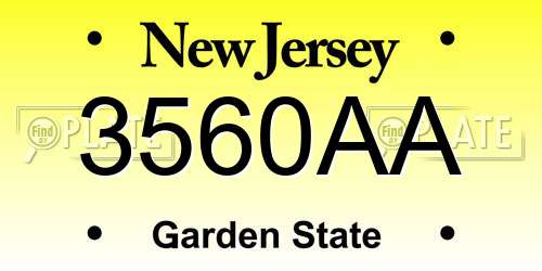 3560AA New Jersey License Plate