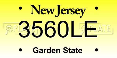 3560LE New Jersey License Plate