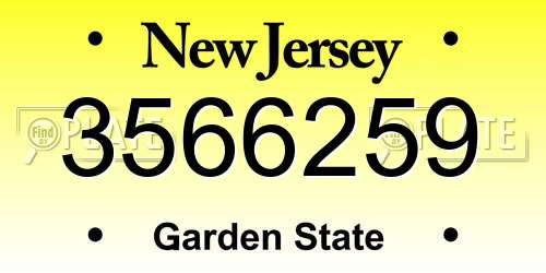 3566259 New Jersey License Plate
