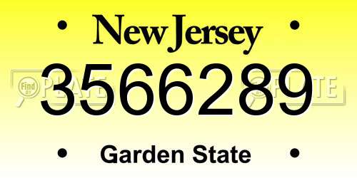 3566289 New Jersey License Plate