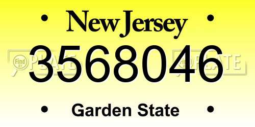 3568046 New Jersey License Plate