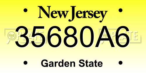 35680A6 New Jersey License Plate