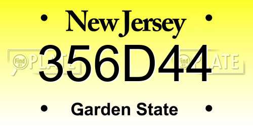 356D44 New Jersey License Plate