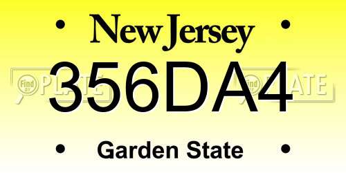 356DA4 New Jersey License Plate