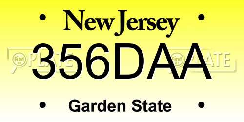 356DAA New Jersey License Plate