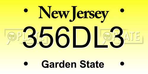 356DL3 New Jersey License Plate