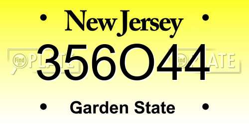356O44 New Jersey License Plate