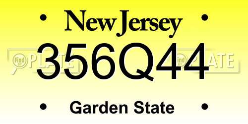 356Q44 New Jersey License Plate