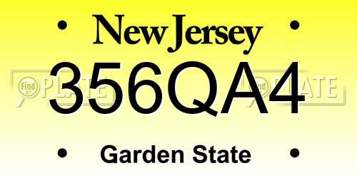 356QA4 New Jersey License Plate