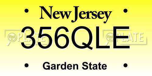 356QLE New Jersey License Plate