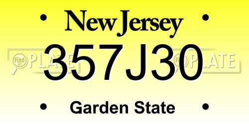 357J30 New Jersey License Plate