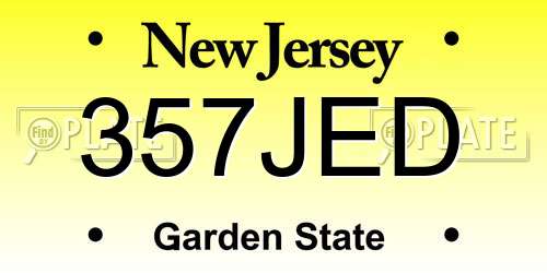 357JED New Jersey License Plate
