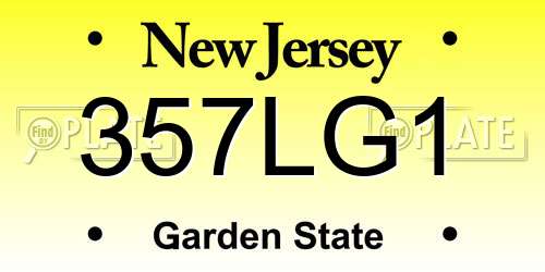 357LG1 New Jersey License Plate