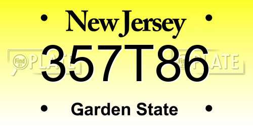 357T86 New Jersey License Plate
