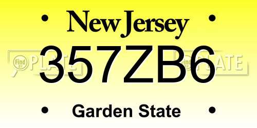 357ZB6 New Jersey License Plate