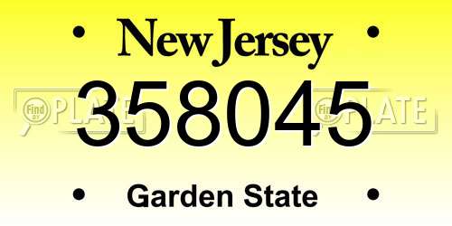 358045 New Jersey License Plate