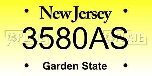 3580AS New Jersey License Plate
