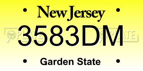 3583DM New Jersey License Plate
