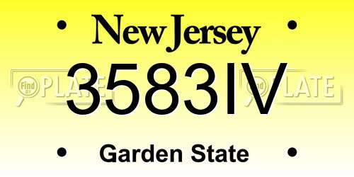 3583IV New Jersey License Plate