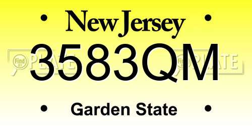 3583QM New Jersey License Plate
