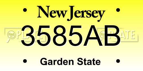 3585AB New Jersey License Plate