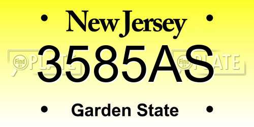 3585AS New Jersey License Plate