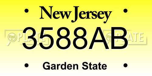 3588AB New Jersey License Plate