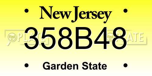 358B48 New Jersey License Plate