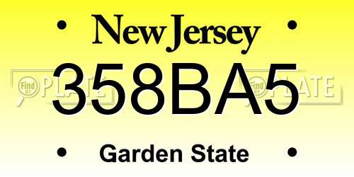 358BA5 New Jersey License Plate