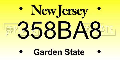 358BA8 New Jersey License Plate