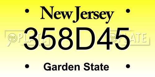 358D45 New Jersey License Plate