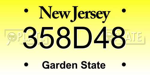 358D48 New Jersey License Plate