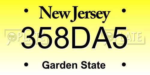 358DA5 New Jersey License Plate