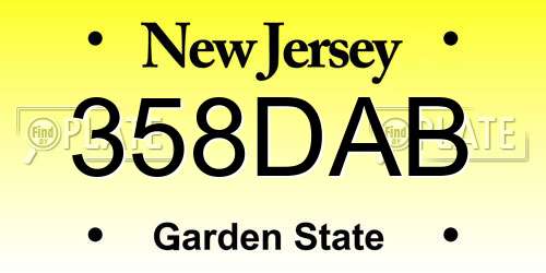358DAB New Jersey License Plate