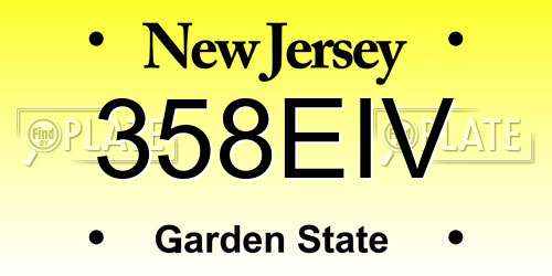 358EIV New Jersey License Plate