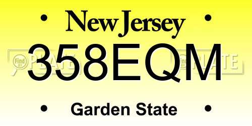 358EQM New Jersey License Plate