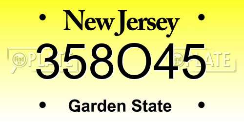 358O45 New Jersey License Plate